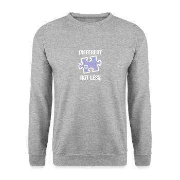 DIFFERENT - NOT LESS! AUTISMUS - Unisex Pullover - Weißgrau meliert - Vorne - Alina (178cm) & Michal (187cm)