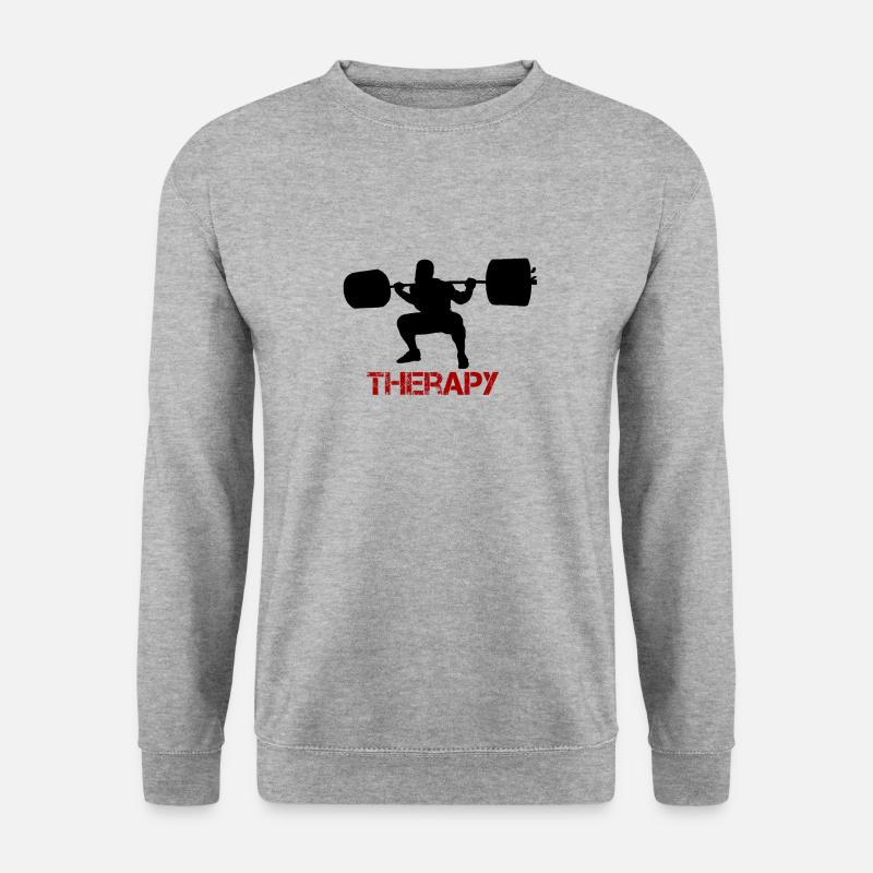 Therapy Bodybuilding Powerlifting Lifting Gym - Unisex Pullover - Weißgrau meliert