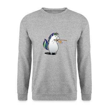 Unicorn plays trombone music trombone gift - Unisex Sweatshirt - salt & pepper - Front - Alina (178cm) & Michal (187cm)