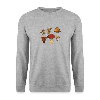 Mushroom Fungi Morels Foraging Hunting Gift Idea - Unisex Sweatshirt - salt & pepper - Front - Alina (178cm) & Michal (187cm)