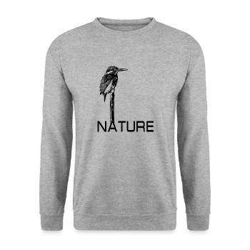 Eisvogel Natur Nature - Unisex Pullover - Weißgrau meliert - Vorne - Alina (178cm) & Michal (187cm)