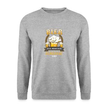 Bier lustig Männerabend saufen Geschenk Geburtstag - Unisex Pullover - Weißgrau meliert - Vorne - Alina (178cm) & Michal (187cm)