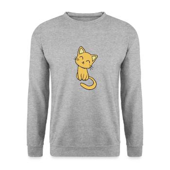 cute cat - Unisex Sweatshirt - salt & pepper - Front - Alina (178cm) & Michal (187cm)