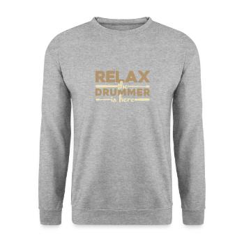 Détendez-vous le batteur est ici tambours cadeaux - Sweat-shirt Unisexe - gris chiné - Devant - Alina (178cm) & Michal (187cm)