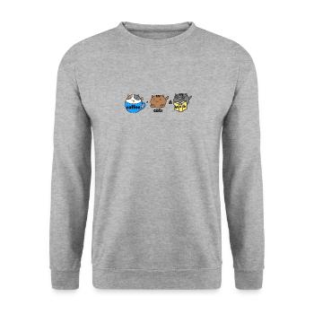 coffee, cats & books | Café, Chats & Livres - Sweat-shirt Unisexe - gris chiné - Devant - Alina (178cm) & Michal (187cm)