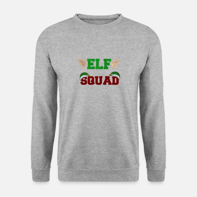 Elf Squad Funny Christmas Elves X Mas Design - Unisex Pullover - Weißgrau meliert