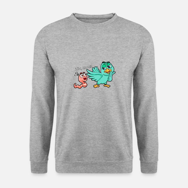 Der frühe Vogel fängt den Wurm - Unisex Pullover - Weißgrau meliert