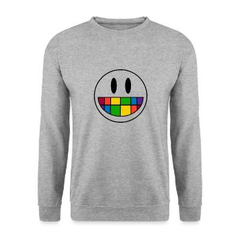 Smiley - Unisex Sweatshirt - salt & pepper - Front - Alina (178cm) & Michal (187cm)