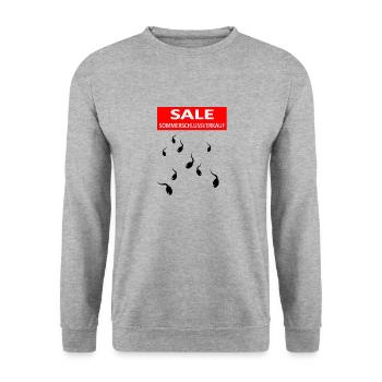 Sperma Sex Polterabend Bild Spruch Mann Geschenk - Unisex Pullover - Weißgrau meliert - Vorne - Alina (178cm) & Michal (187cm)