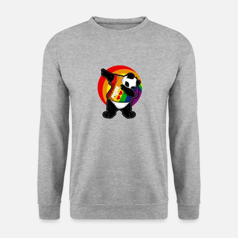 Pride Dabbing Dab Panda LGBT - Unisex Pullover - Weißgrau meliert