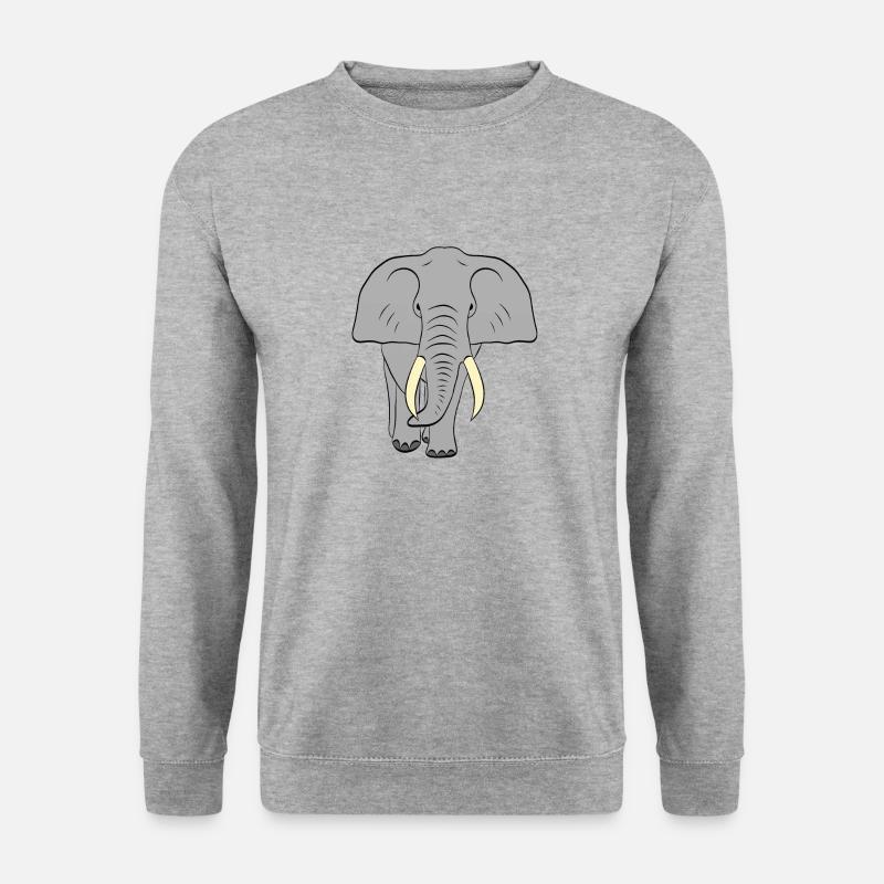 Elefant - Unisex Pullover - Weißgrau meliert