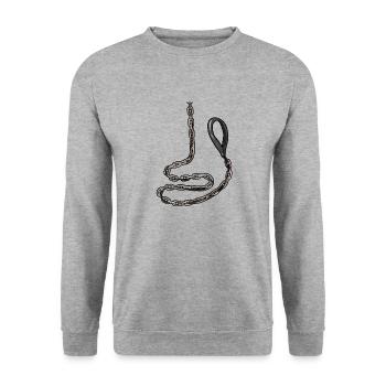 Necklace collar submissive O-ring leash slave sub - Unisex Sweatshirt - salt & pepper - Front - Alina (178cm) & Michal (187cm)