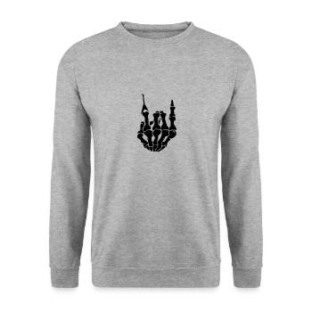 Squelette à bascule T-shirt Rock Guitar Fans Tee - Sweat-shirt Unisexe - gris chiné - Devant - Alina (178cm) & Michal (187cm)