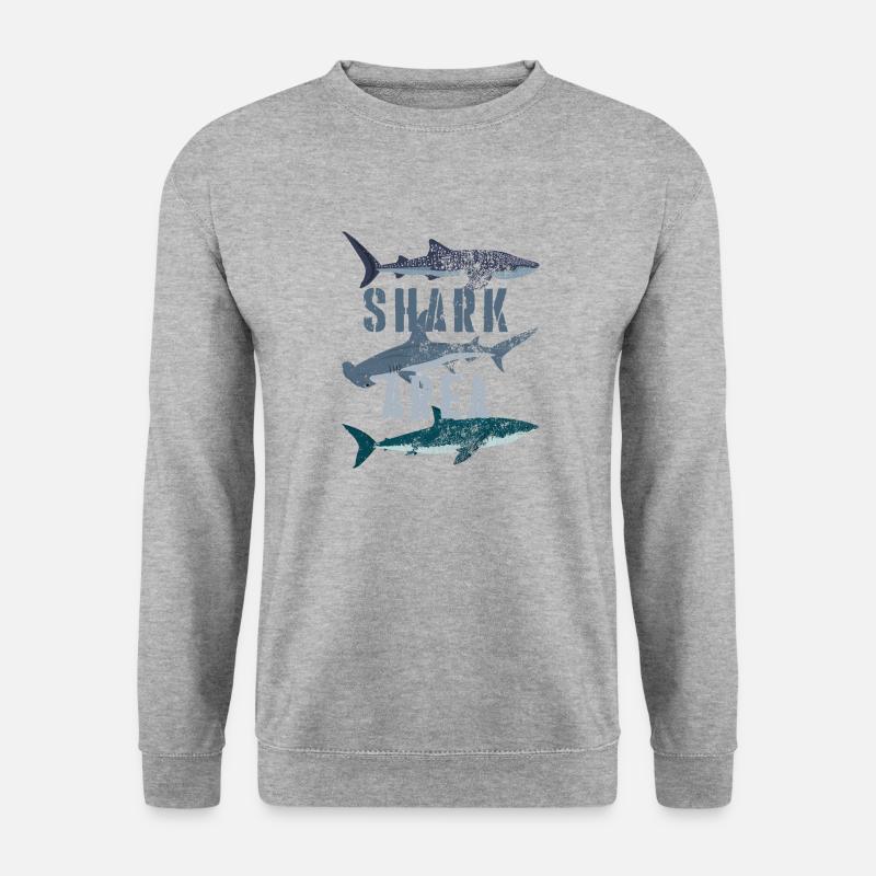Shark Area - Walhai, Hammerhai, Weißer Hai - Unisex Pullover - Weißgrau meliert
