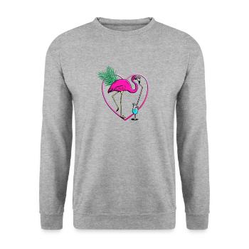 Cocktail Flamingo - Sweat-shirt Unisexe - gris chiné - Devant - Alina (178cm) & Michal (187cm)