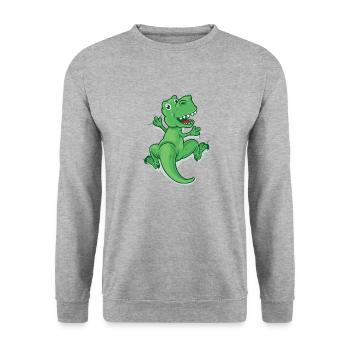 Climb Dino - Unisex Sweatshirt - salt & pepper - Front - Alina (178cm) & Michal (187cm)