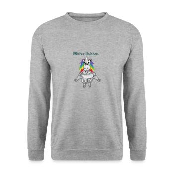 Mister Unicorn - Unisex Pullover - Weißgrau meliert - Vorne - Alina (178cm) & Michal (187cm)