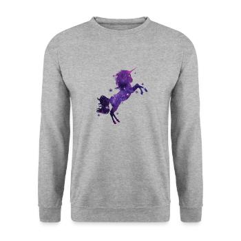 Univers de paillettes Licorne - Sweat-shirt Unisexe - gris chiné - Devant - Alina (178cm) & Michal (187cm)