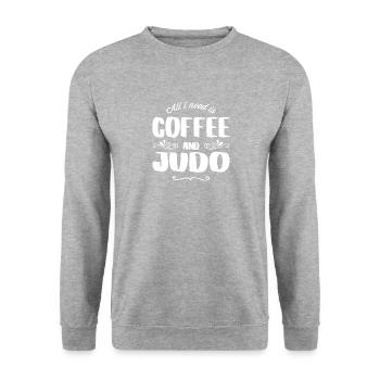 Judo & Coffee - Unisex Pullover - Weißgrau meliert - Vorne - Alina (178cm) & Michal (187cm)