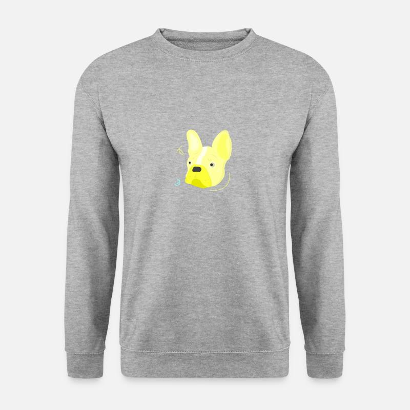 Französische Bulldogge - Unisex Pullover - Weißgrau meliert
