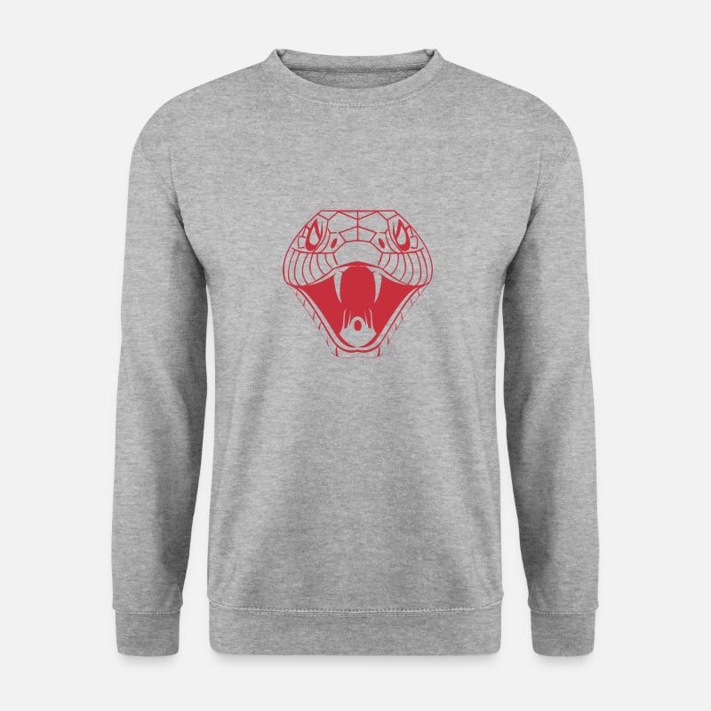 SCHLANGEN KOPF ROT - Unisex Pullover - Weißgrau meliert