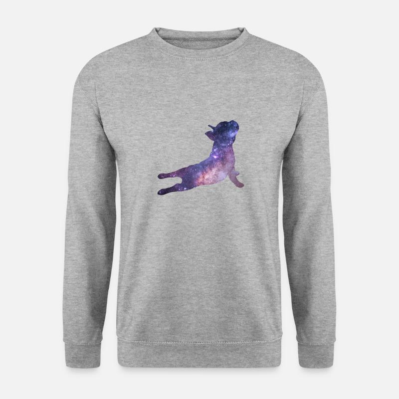 Weltraum-Yoga-Hund - Unisex Pullover - Weißgrau meliert