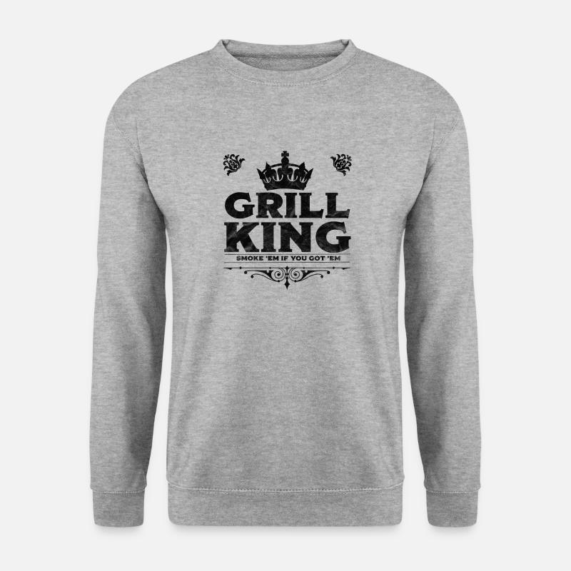 Grillen Grill King - Unisex Pullover - Weißgrau meliert