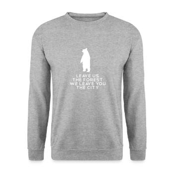 Braunbär Eisbär stehender Bär - Unisex Pullover - Weißgrau meliert - Vorne - Alina (178cm) & Michal (187cm)