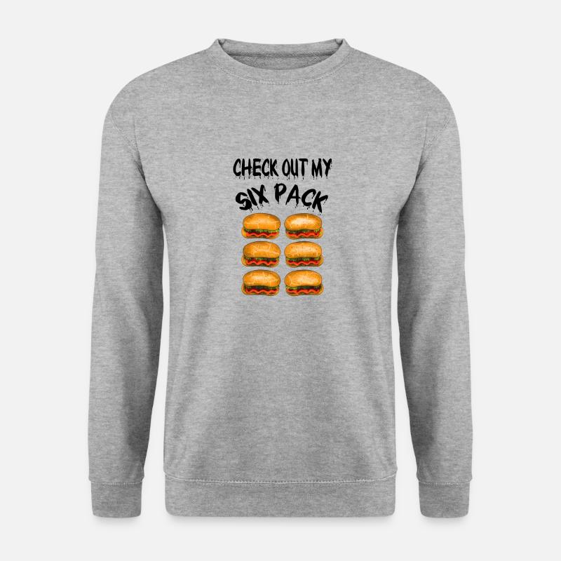 Check Out my Six Pack- Essen - Unisex Pullover - Weißgrau meliert
