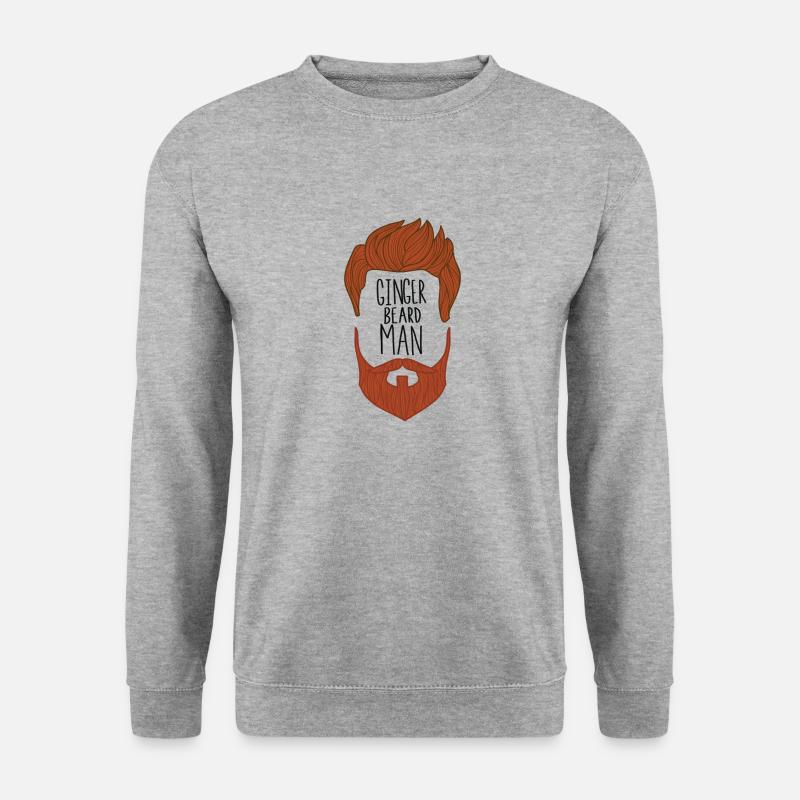 Bart Spruch Frisör Barber Ginger Redhead Geschenk - Unisex Pullover - Weißgrau meliert