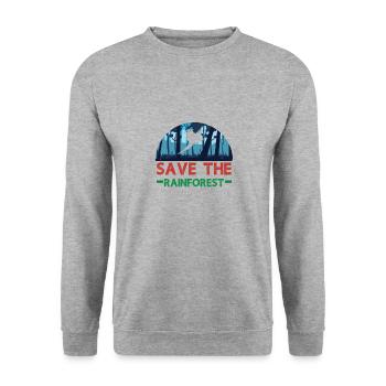 Rette den Regenwald Planeten Tropen Planeten - Unisex Pullover - Weißgrau meliert - Vorne - Alina (178cm) & Michal (187cm)