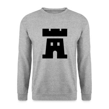Siebenbürger Burg - Unisex Pullover - Weißgrau meliert - Vorne - Alina (178cm) & Michal (187cm)