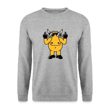 Fuck Off Bull - Unisex Pullover - Weißgrau meliert - Vorne - Alina (178cm) & Michal (187cm)