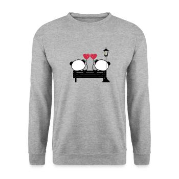 Panda Love - Sweat-shirt Unisexe - gris chiné - Devant - Alina (178cm) & Michal (187cm)