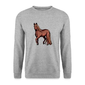 Morgan cheval équitation cadeau - Sweat-shirt Unisexe - gris chiné - Devant - Alina (178cm) & Michal (187cm)