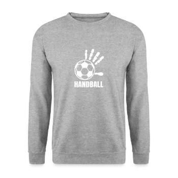 Handball Handballer Handballspieler Geschenk - Unisex Pullover - Weißgrau meliert - Vorne - Alina (178cm) & Michal (187cm)
