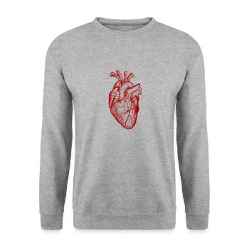 Vintage Herz Anatomie Aorta Mediziner Geschenk - Unisex Pullover - Weißgrau meliert - Vorne - Alina (178cm) & Michal (187cm)