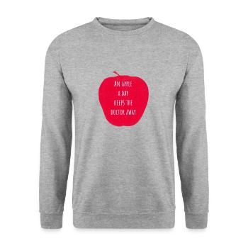 Ein Apfel am Tag macht den Arzt arbeitslos - Unisex Pullover - Weißgrau meliert - Vorne - Alina (178cm) & Michal (187cm)