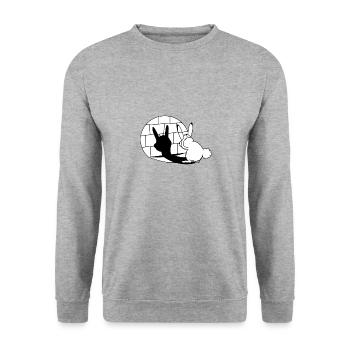 Lièvre jeu d’ombre Metal Rock Osterhase cadeau - Sweat-shirt Unisexe - gris chiné - Devant - Alina (178cm) & Michal (187cm)
