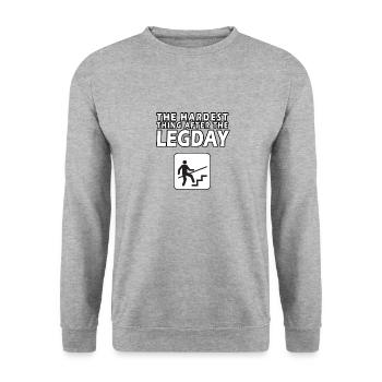 The hardest thing after the legday - Unisex Pullover - Weißgrau meliert - Vorne - Alina (178cm) & Michal (187cm)