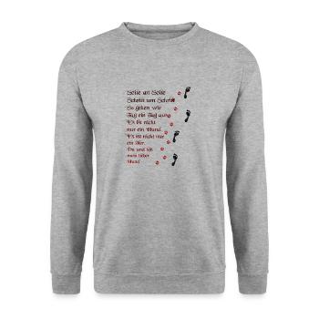 Hund Spruch Du und ich - Unisex Pullover - Weißgrau meliert - Vorne - Alina (178cm) & Michal (187cm)
