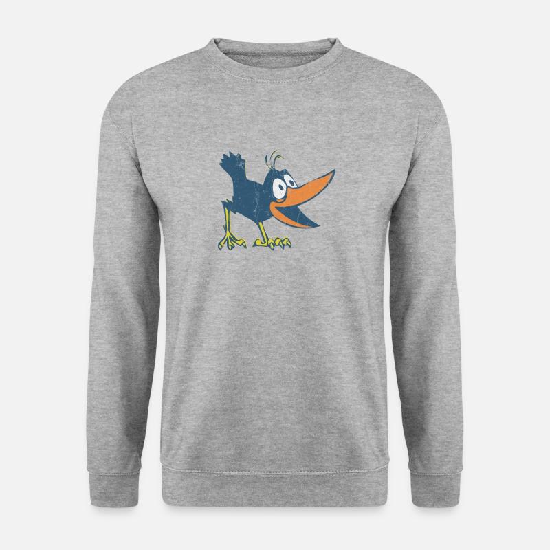 Lustige Vögel Rabe - Unisex Pullover - Weißgrau meliert