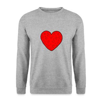 Grand coeur avec cadeau haut coeurs - Sweat-shirt Unisexe - gris chiné - Devant - Alina (178cm) & Michal (187cm)