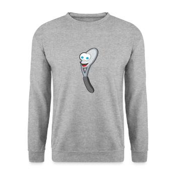 Tennis racket cartoon face funny gift - Unisex Sweatshirt - salt & pepper - Front - Alina (178cm) & Michal (187cm)