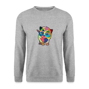 Little colorful cute cat - Unisex Sweatshirt - salt & pepper - Front - Alina (178cm) & Michal (187cm)