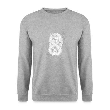 Celtic Medieval Dragon Snake Gift - Unisex Sweatshirt - salt & pepper - Front - Alina (178cm) & Michal (187cm)