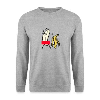 Lustige Fkk Nackt Banane Zensiert Reif Spaß Reif - Unisex Pullover - Weißgrau meliert - Vorne - Alina (178cm) & Michal (187cm)