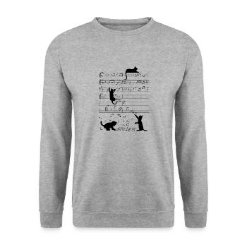 Clef de musique chaton chat musical - Sweat-shirt Unisexe - gris chiné - Devant - Alina (178cm) & Michal (187cm)