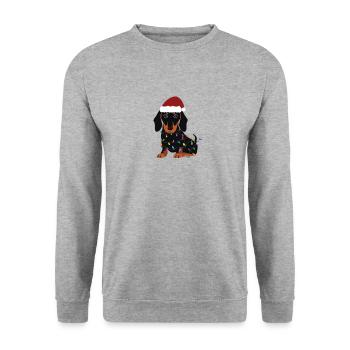 Christmas Dachshund Cute Dog Santa Hat - Unisex Sweatshirt - salt & pepper - Front - Alina (178cm) & Michal (187cm)