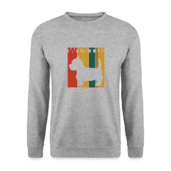 Retro Westie West Highland Terrier Dog - Unisex Sweatshirt - salt & pepper - Front - Alina (178cm) & Michal (187cm)